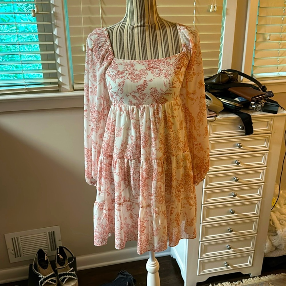 Lucy Paris pink floral open back dress